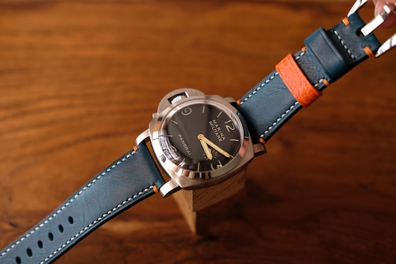 Panerai blue shop leather strap