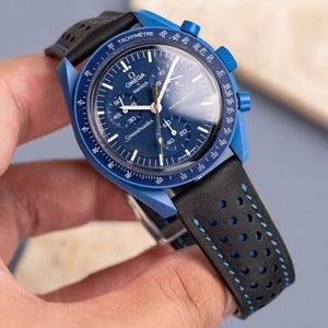 Black and Blue Swift Rally Strap for Moonswatch Neptune