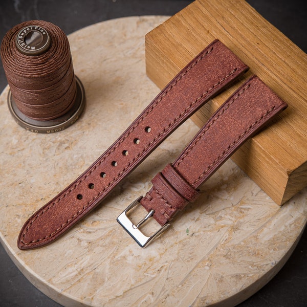 Tabacco Brown  watch strap ,handmade vintage watchband for grand seiko ,rolex ,breitling ,omega watch