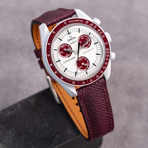 Bordeaux Hatch Grain Strap for Moonswatch Pluto