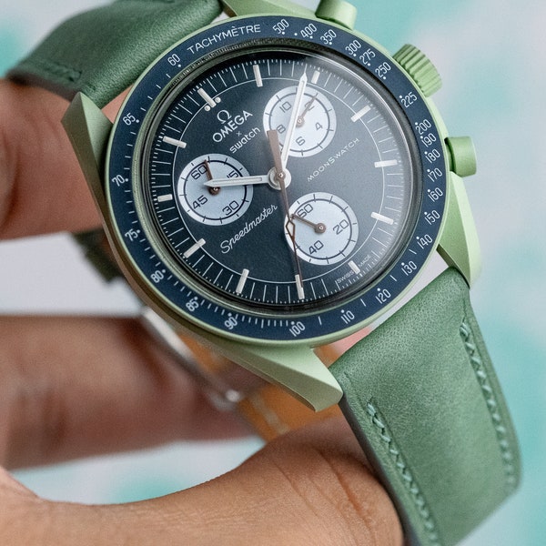 mint green Lo strap for Moonswatch Earth