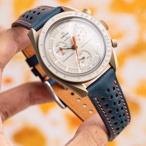 Navy Calf Rally Strap for Moonswatch Jupiter