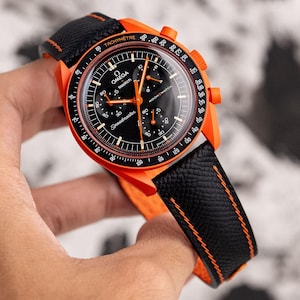 Black Epsom Strap for Moonswatch Lava