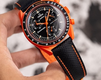 Black Epsom Strap for Moonswatch Lava