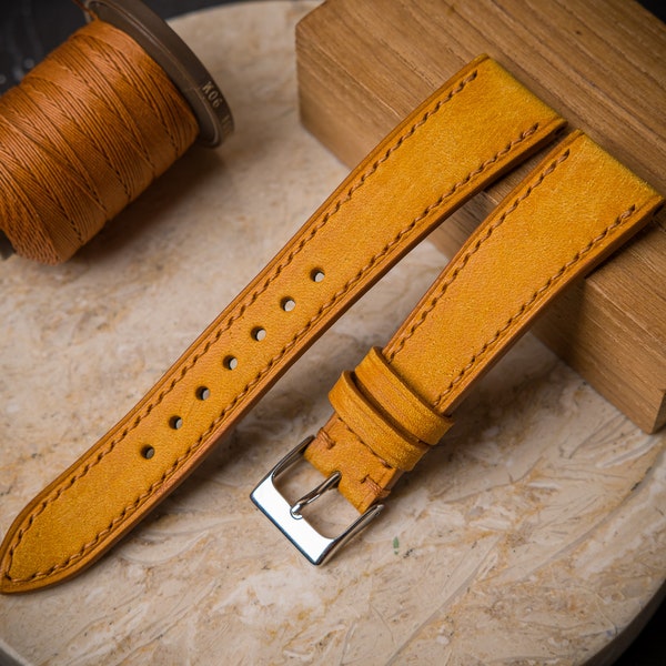 Yellow Tan  watch strap ,watch strap for rolex , vintage omega , rolex explorer , tudor , grand seiko, oris , breitling, custom watch strap