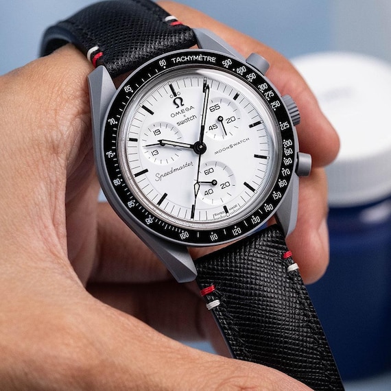 ムーンスウォッチ 1965 用 ブラック サフィアーノ ストラップ - Etsy 日本