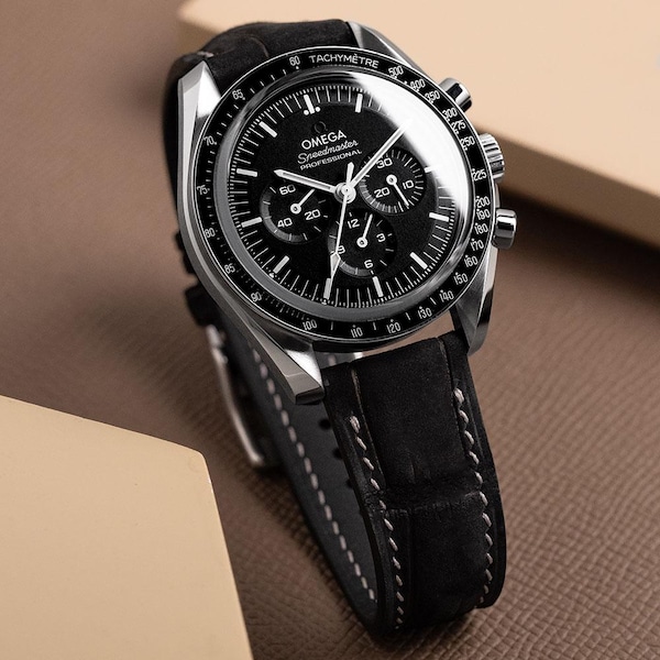 Black Nubuck Croco Strap