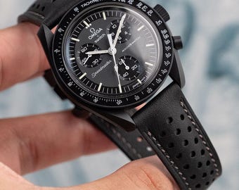 Black Swift Rally Strap for Moonswatch Mercury