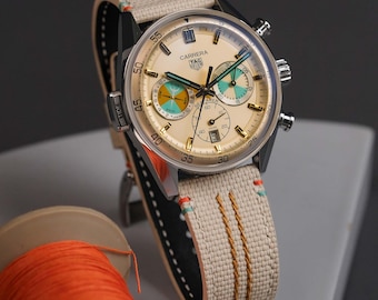 Beige segelduksrem specialdesignad