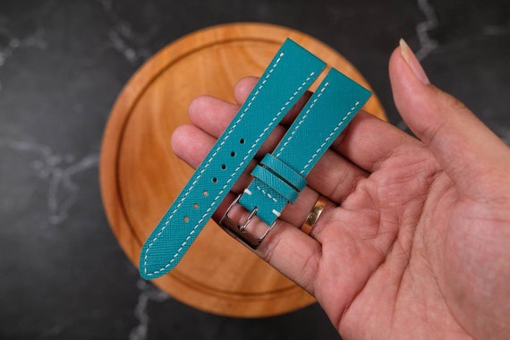 Teal leather watch strap deals