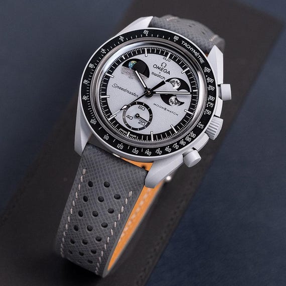 Grey Saffiano Rally Strap for Moonswatch Earth Phase - Etsy Hong Kong