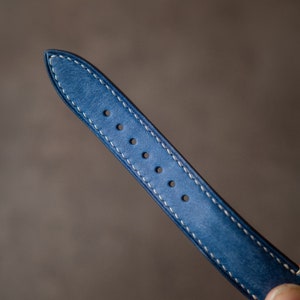 Blue leather watch strap ,handmade watch band 16mm 18mm 19mm 20mm 21mm 22mm 23mm 24mm 26mm vintage strap seventhcreation Lo series image 6