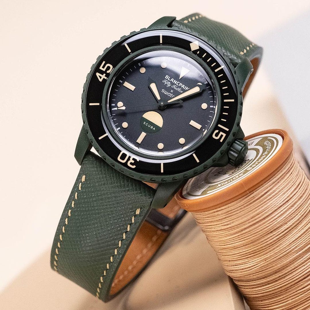 Forest Green Saffiano Strap for Blancpain X Swatch Green Abyss - Etsy