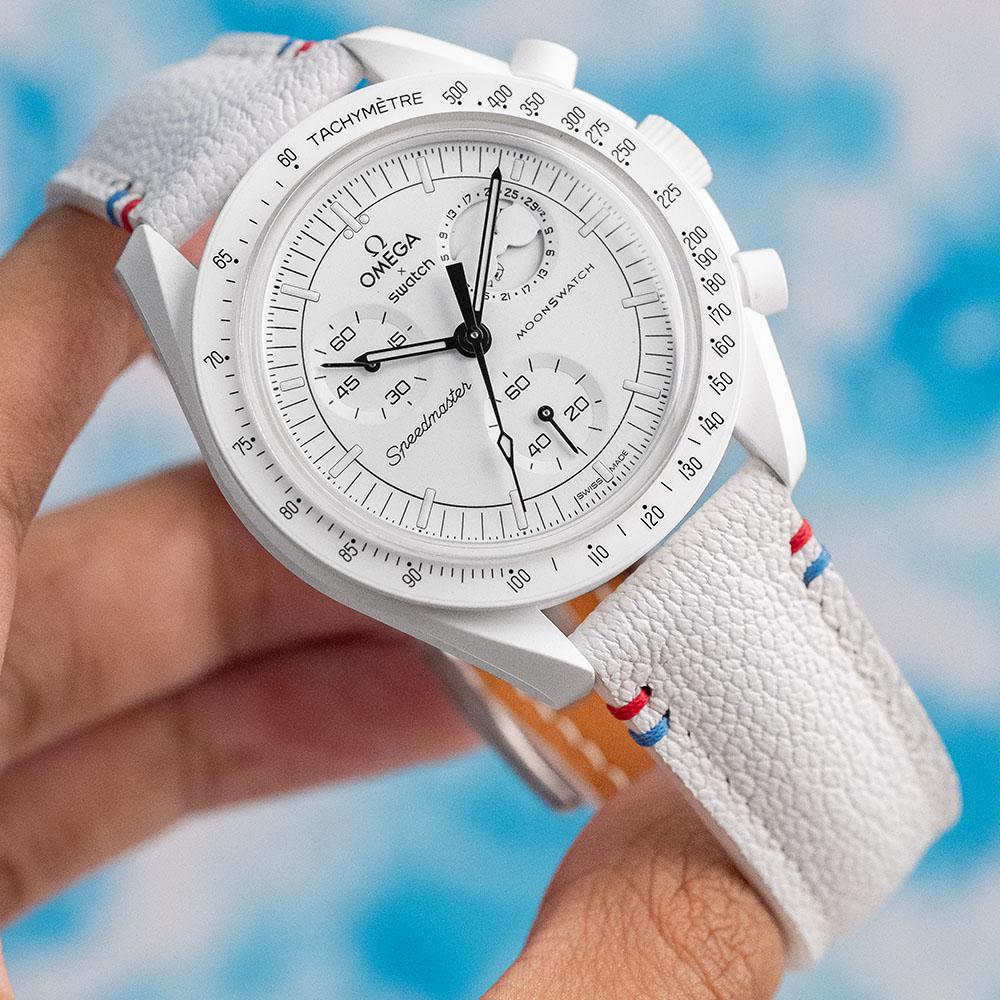 【純正品】OMEGA ホワイトサイドムーン サイズMストラップ 21mm White Sully Strap for Moonswatch Moonphase White - Etsy