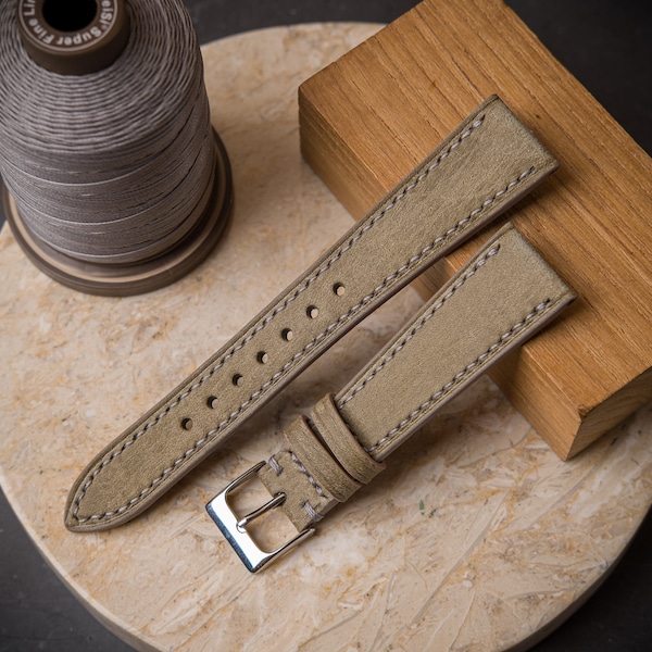 Taupe grey   watch strap , handmade vintage watch band for grand seiko ,rolex ,breitling ,omega watch