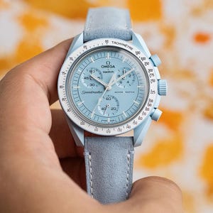 baby blue suede strap for moonswatch uranus