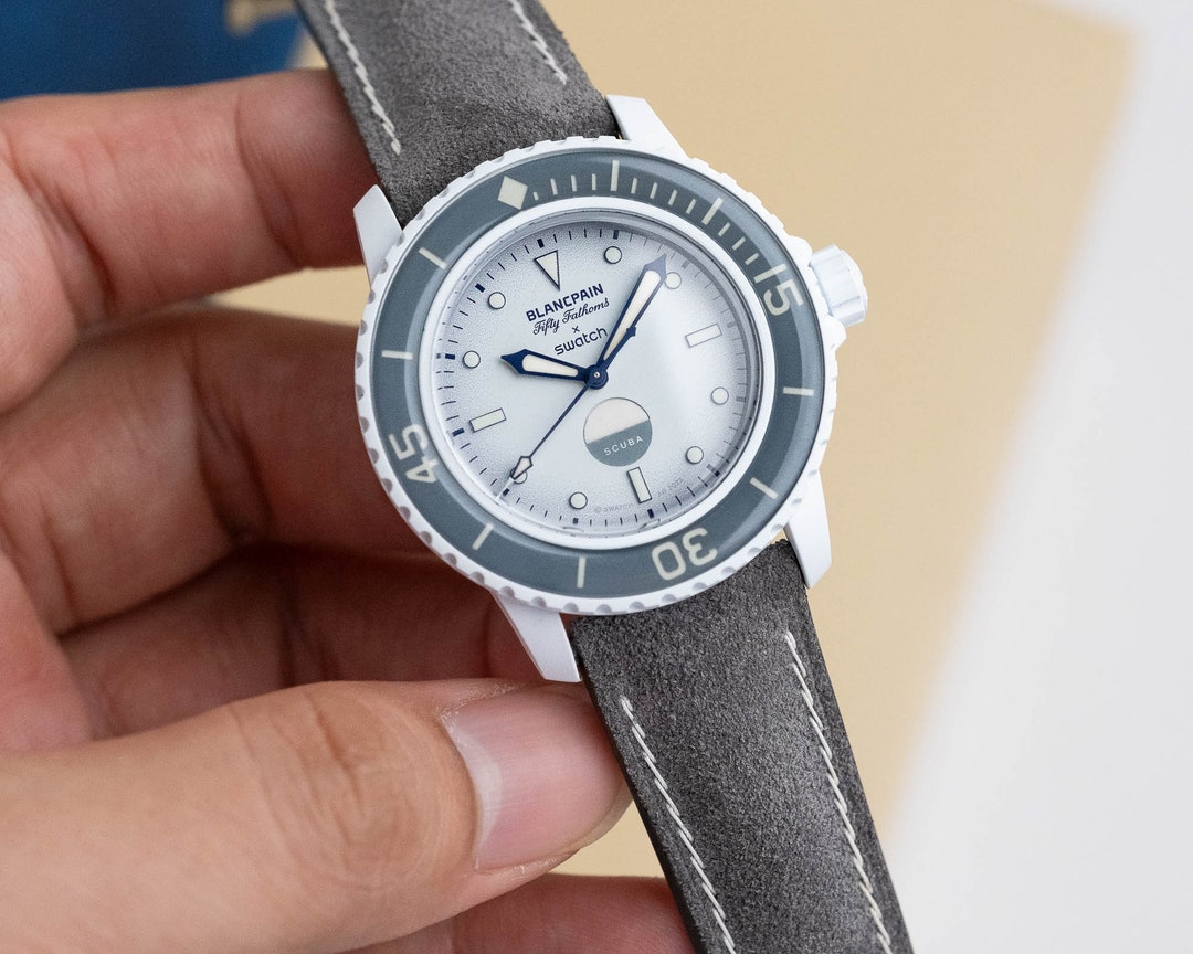 Buy Grey Suede Strap for Blancpain X Swatch Online in India