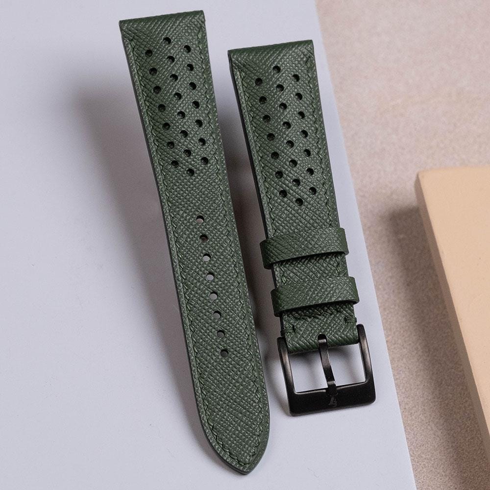 Forest Green Saffiano Rally Strap for Blancpain X Swatch Green