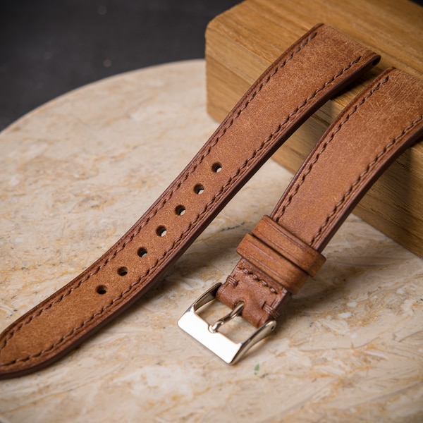 Walnut Brown  watch strap ,handmade vintage watch band for grand seiko ,rolex ,breitling ,omega watch