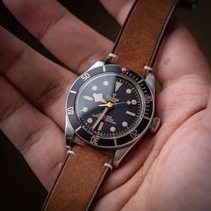 walnut brown leather watch strap ,handmade watch band 16mm 18mm 19mm 20mm 21mm 22mm 23mm 24mm 26mm vintage strap (seventhcreation Lo series)