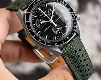 Forest Green Saffiano Rally Strap for Moonswatch Moon