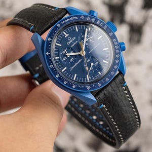 black minerva Strap for Moonswatch Neptune