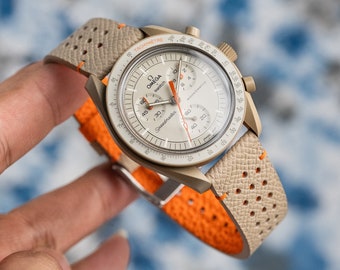 biscuit epsom rally style strap for Moonswatch jupiter