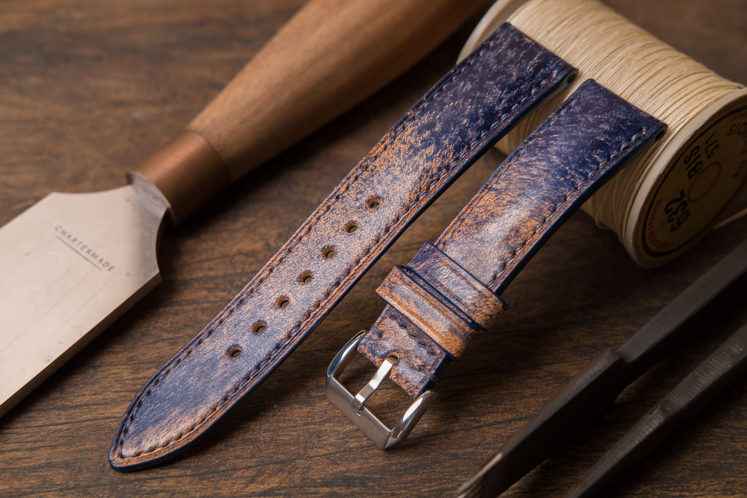 Navy Blue Leather Watch Strap handmade Watch Band 16mm 18mm Etsy