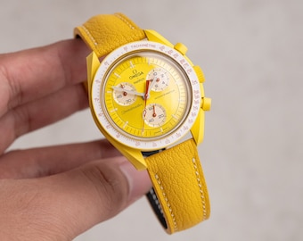 Gelbes Chevre Armband für Moonswatch Sonne
