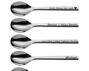Cucchiaino da caffè WMF Nuova con incisione personalizzata, acciaio inossidabile, cucchiaino da 13,5 cm.