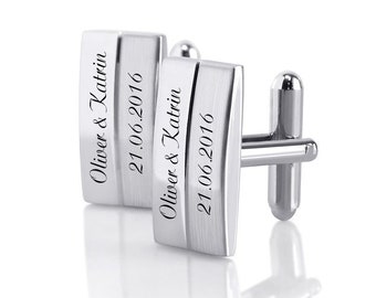 ID Manschettenknöpfe mit Gravur nach Wunsch Edelstahl, Hochzeit, Business NEU 04 mit Box