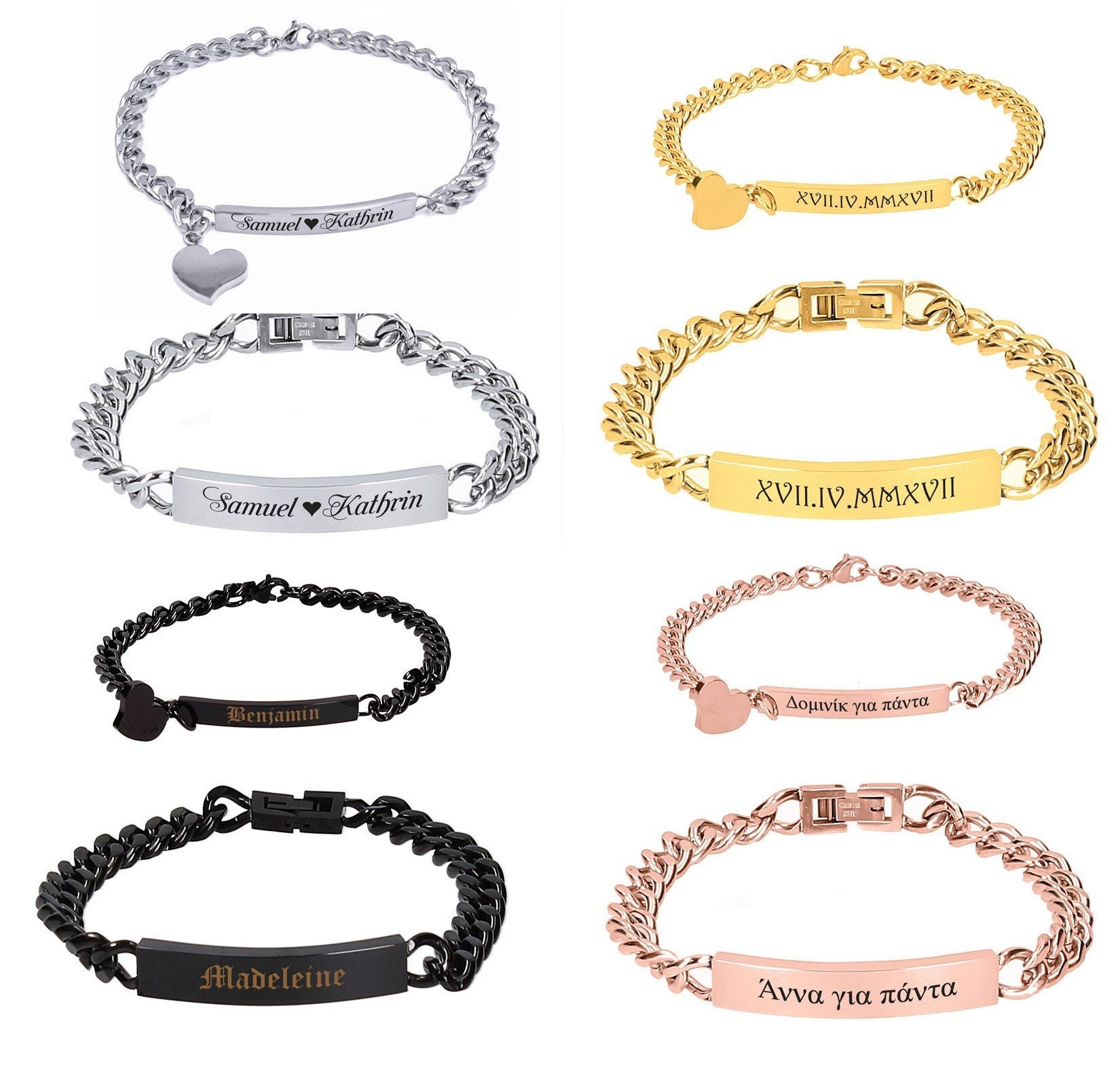 2 st Armbänder mit Edelstahlplatte GRAVUR nach Wunsch Partnerarmbänder Name 2 st Armbänder mit Edelstahlplatte GRAVUR nach Wunsch Partnerarmbänder Name