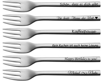 WMF Nuova Kuchengabel mit Gravur nach Wunsch Edelstahl 16 cm Kuchen Gabel