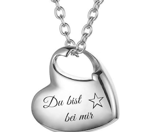 ID Herz Asche Medallion + Kette mit Gravur nach Wunsch Urne Memorial Anhänger