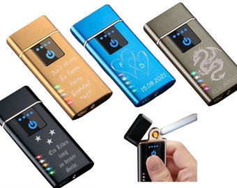 Sensor Touchscreen Feuerzeug Glühspirale+ Gravur nach Wunsch+ USB Kabel Lighter 4 Farben