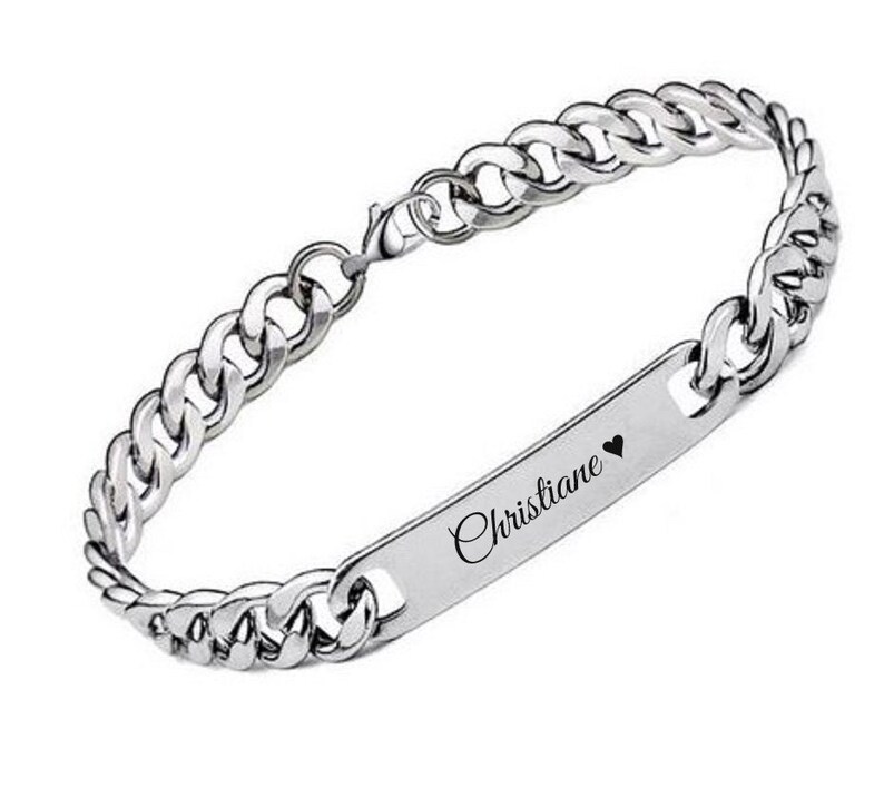 ID stainless steel bracelet with engraving as desired partner Etsy