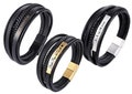 ID leather bracelet with stainless steel plate + engraving as desired Fivefold band 21 cm