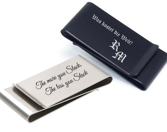 ID money clip double with engraving as desired stainless steel money clip NEW silver large