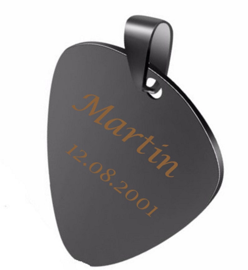 engraving as desired in 4 colors stainless steel with chain 60 cm New ID pendant Plektrum