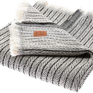 Vintage Throw & Blanket Series by GOLD CASE - 50x60 Inches - Super Soft - 100% Washed Cotton - Decorative for Couch, Farmhouse- Black