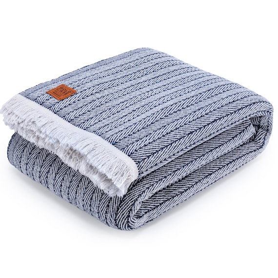 Vintage Bed Blanket Series by GOLD CASE 71x90 Inches Twin xl Size Super Soft 100 Washed Cotton Decorative Breathable Navy Blue Etsy