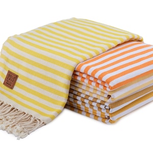 Toallas de playa a granel - GOLD CASE Toalla de baño turca original MYRA - Juego de 5 - 70x39 pulgadas - 100% algodón - Tonos amarillos