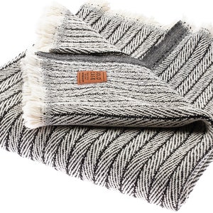 Vintage Throw & Blanket Series by GOLD CASE - 60x80 Inches - Super Soft - 100% Washed Cotton - Decorative for Couch, Farmhouse- Black