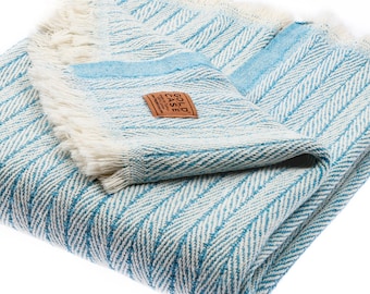 Vintage Throw & Blanket Series by GOLD CASE - 50x60 Inches - Super Soft - 100% Washed Cotton - Decorative for Couch, Farmhouse- Turquoise