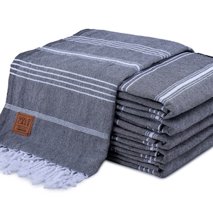 Juego de toallas de playa turcas negras, 100 % algodón peshtemal, 70 x 39