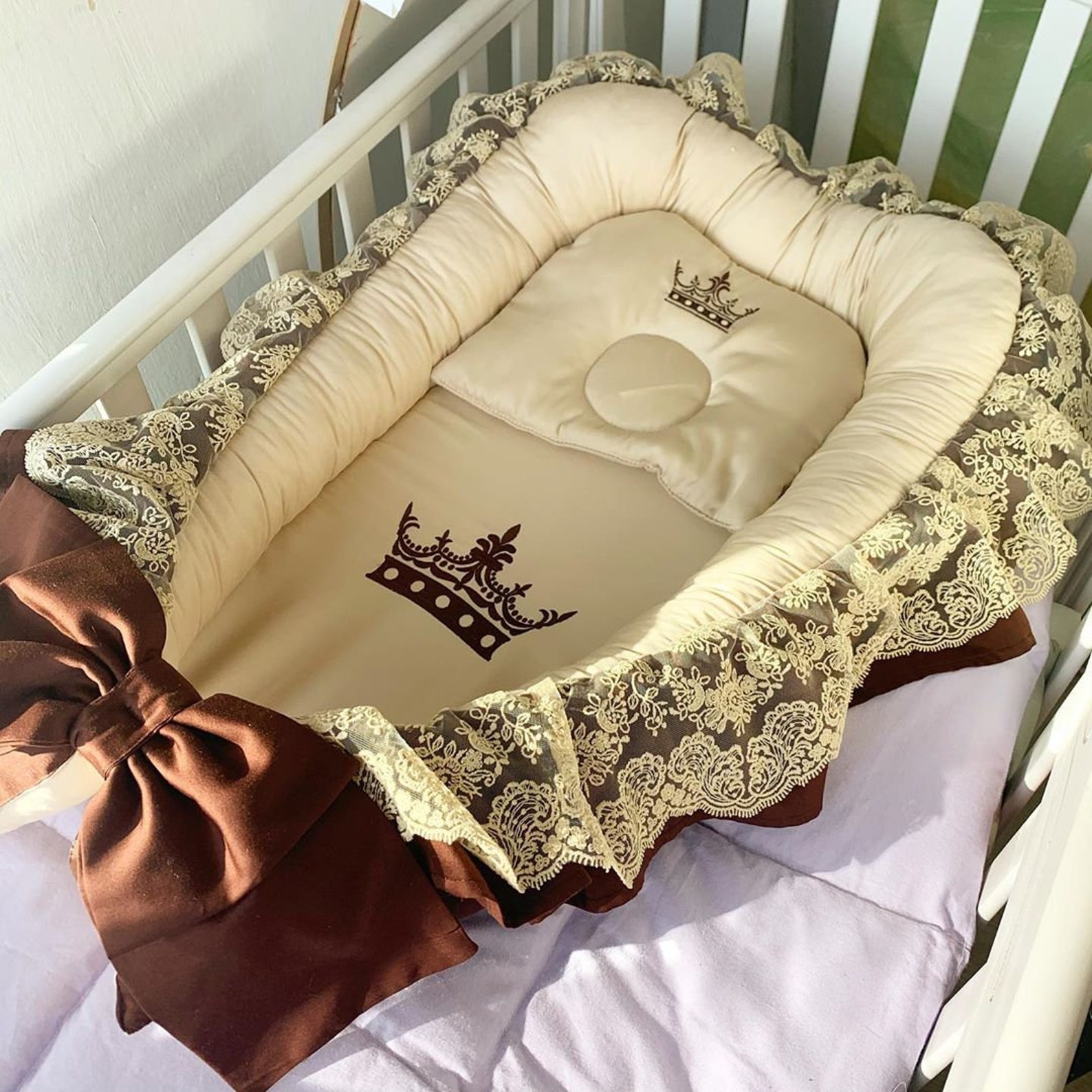 Nido Neonato Babynest Totsy Baby - Cuscino Avvolgibile Con Treccia, 75x45 Cm, Design Coniglio - Foto 5