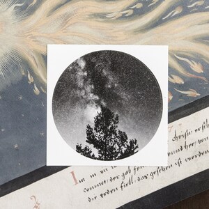 Adesivo di carta fatto a mano del cielo stellato notturno / Il Roveto ardente celeste / astrofotografia poetica e consapevole / per artigianato, diario, arte