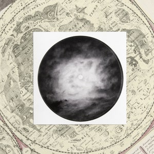 Adesivo di carta fatto a mano raffigurante luna piena e nuvole nel cielo notturno / Occhio Empyrean / astrofotografia poetica e consapevole / Halloween Selenophile