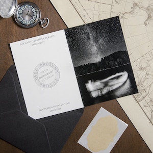 Jeu de cartes pliées galaxie avec un bateau en mer, carte de voeux, anniversaire, anniversaire, carte de remerciement, carte de condoléances, carte de deuil, condoléances