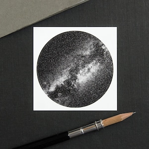 Handgemaakte papieren sticker van de sterrenhemel | Melkwegstelsel | poëtische en mindful astrofotografie | Nachtelijke stemming